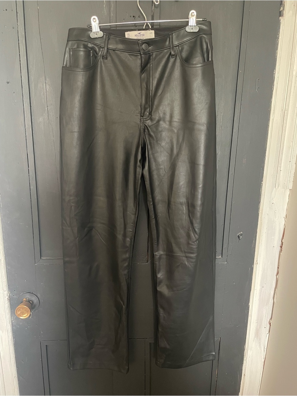 Hollister Black Faux Leather High-Rise Pants